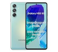 Samsung Galaxy M55 5G (Light Green,8GB RAM,256GB Storage) | 50MP Triple Cam| 5000mAh Battery| Snapdragon 7 Gen 1 | 4 Gen. OS Upgrade & 5 Year Security Update| Super AMOLED+ Display| Without Charger