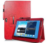 Samsung Galaxy Note 10.1 (2012 Edition) GT N8013 N8000 Tablet Case Business Intelligence Three-fold Classic Cover for GT-N8010/N8005/N8020 Tablet Pu Leather Case With Auto Sleep/Wake (Red)