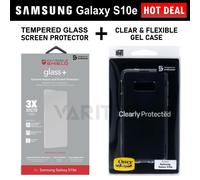 Samsung Galaxy S10e Gel Case Cover + Zagg Glass Screen Saver Protector for S10e
