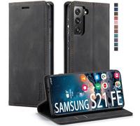 Samsung Galaxy S21 FE 5G Case,Samsung Galaxy S21 FE 5G Wallet Case with Card Holder RFID Blocking Kickstand Magnetic,Leather Flip Case Wallet for Samsung Galaxy S21 FE 5G 6.4 Inch (Black)