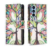 Samsung Galaxy S23 5G Case Multi-functional Shockproof Flip Zipper Pocket PU Leather Wallet Case with Magnetic TPU Bumper Folio Back Cover Protective Phone Case for Samsung S23 5G The Tree of Life