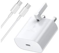Samsung Galaxy S23 FE Charger, Genuine Samsung 25W USB-C Super Fast UK Mains Wall Charger & USB-C to C Cable for Galaxy S23 FE, S24 FE & Also includes Braided Type C Cable