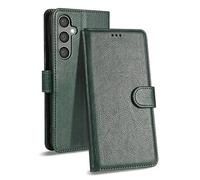 Samsung Galaxy S23 FE Premium Leather Folio Case - Flip Cover With RFID-Technology, Kickstand, Money and Card Holder Wallet - Green