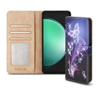 (Samsung Galaxy S24 FE, Butterfly) For Samsung Galaxy S24FE Leather Book Flip Wallet Case