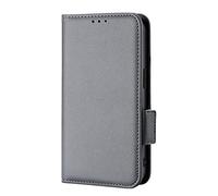 Samsung Galaxy S24 Plus 5G Phone Case, Litchi Pattern Soft Leather Wallet Case TPU Bumper Notebook Flip Shockproof Protective Cover for Samsung S24+ Plus with Card Slots Magnetic Stand, Grey