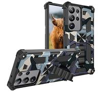 Samsung Galaxy S24 Ultra 5G Case, Camouflage Design Military Grade Drop Protective Cover Soft TPU Hard PC Tough Armor Shockproof Phone Case for Galaxy S24 Ultra 5G with Kickstand, Navy Blue