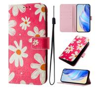 Samsung Galaxy S25 Phone Case, Painted Premium Leather Folio Book Wallet Case Protective Flip Pouch Card Holder Stand Shock Proof Phone Cover for Samsung Galaxy S25,Pink daisy