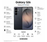 Samsung Galaxy S26 256GB Black Unlocked Dual SIM 5G 2 Years Samsung Warranty [EEK: A]
