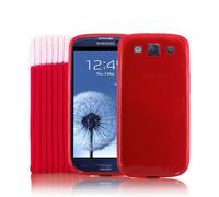 Samsung Galaxy S3 SIII Plain Gel Silicone Case + Screen Protector & Sock by Kolay® (RED)