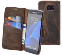 Samsung Galaxy S7 Edge Case Book Leather Bag Wallet Case in Antique Brown