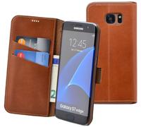 Samsung Galaxy S7 Edge Case Book Leather Bag Wallet Case in Saddle Brown