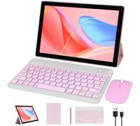 Samsung Galaxy Tab A7 Lite 10.1" Android 14 2 in 1 Tablet With Keyboard, 64GB+8GB RAM, 8MP Camera, 6000mAh Battery, Include Keyboard/Mouse/Case/Stylus Pen/Bluetooth Wifi-6, Pink/Girl Tablet PC