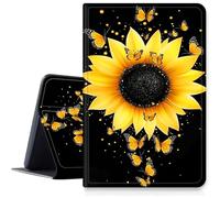 Samsung Galaxy Tab S10 Plus/S9 FE Plus/S9 Plus 5G 12.5 Inch Tablet Case PU Leather Smart Protective Cover with Auto Sleep/Wake, Sunflower Yellow Butterflies