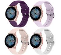 Samsung Galaxy Watch 4 Strap 44mm 40mm/Classic 46mm 42mm for Women Men, 20mm Adjustable Silicone Replacement Band (Starlight, Small for 130mm - 175mm Wrist)