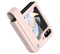 Samsung Galaxy Z Flip 5 Case, Z Flip 5 Leather Case with Leather Finger Holder, Hard PC Shockproof Case