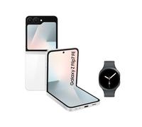 Samsung Galaxy Z Flip7 FE AI Phone with Watch8, Foldable Design, Wide Cover Screen, 50 MP Camera, Smooth Processor, 256GB Storage, 8 GB Memory, White, 3 Year Extended Warranty (UK Version)
