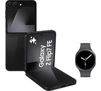Samsung Galaxy Z Flip7 FE AI Phone with Watch8, Foldable Design, Wide Cover Screen, 50 MP Camera, Smooth Processor, 128GB Storage, 8 GB Memory, Black, 3 Year Extended Warranty (UK Version)