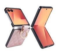 Samsung Galaxy Z Flip8 Case Ring Holder PU Leather Rose Gold