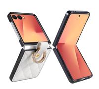 Samsung Galaxy Z Flip8 Case with Ring Holder PU Leather White