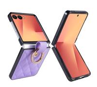 Samsung Galaxy Z Flip8 Purple PU Leather Ring Holder Case Cover
