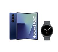 Samsung Galaxy Z Fold7 AI Phone and Watch 8, Thin and Light Foldable Design, Large Screen, 200MP Camera, 256GB Storage, 12GB Ram, Blue Shadow, 3 Year Extended Warranty (UK Version)