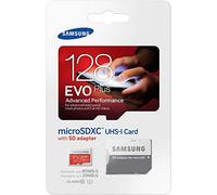 Samsung Memory 128 GB EVO Plus MicroSDXC UHS-I Grade 1 Class 10 Memory Card with SD Adapter - Black/Red/White