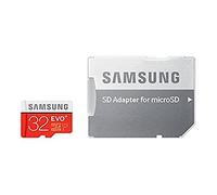 Samsung Memory 32 GB EVO Plus MicroSDHC UHS-I Grade 1 Class 10 Memory Card with SD Adapter - Black/Red/White