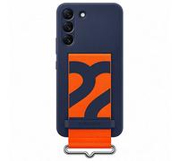 Official Samsung Silicone Cover with Strap for Galaxy S22 - Navy