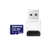 Samsung PRO Plus microSD Card + USB Card Reader, 256 GB, for Mobile Gaming on Smartphones, Tablet and Handheld Consoles, UHS-I U3, Full HD & 4K UHD, 180 MB/s Read, 130 MB/s Write, MB-MD256SB/WW