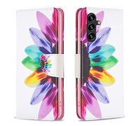Samsung S24 Plus Case Shockproof Slim PU Leather Flip Pouch Wallet Phone Silicone Cover with Magnetic Stand Card Holder Slot Protective Smartphone Cases for Samsung Galaxy S24 Plus Floral