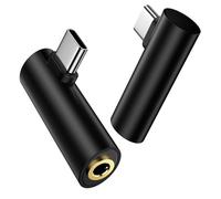 Samsung S25 Ultra FE USB C to 3.5mm Audio Adapter for Galaxy S25 Edge S25+/S24 Ultra/S23,A17 A26 A36,Z Fold/Flip 7,Pixel 10 Pro, 2Pack Right Angle Type C to Aux Headphone Jack Adapter DAC HiFi Dongle