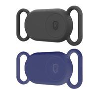 Samsung Smart Tag 2 - Dog Collar Case | Silicone Case for Dog & Cat Collars - Waterproof, Lightweight & Flexible Smart Tag 2 Holder - Attach with Puppy Loop, School Bag Straps (2 Pack - Black/Blue)