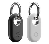 Samsung Smart Tag2 Holder Soft Silicone Case with Keychain Ring | Scratch and Drop protection suitable for Keys, Bags, Luggage, and Valuables (2 Pack - Black & White)