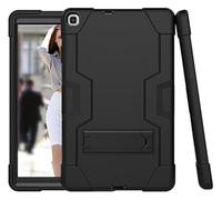 Samsung Tab A 8.0 (2019) P200/P205 Case with Kickstand, Durable Heavy Shock Back Hybrid Hard Hybrid Three Layer Protective Cover Tablet Silicone Case (Black + Black)