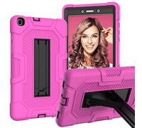 Samsung Tab A 8.0(2019) T290/T295 Case with Kickstand, Heavy Duty Shockproof Hard Hybrid Triple Layer Protective Soft Shell Apple Tablet Silicone Case (Rose + Black)