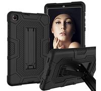 Samsung tab A 8.4 2020 T307 Case with Kickstand, Heavy Duty Shockproof Hard Hybrid Triple Layer Protective Soft Shell Apple Tablet Silicone Case (Black+Black)