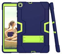 Samsung Tab A7lite 8.7 T225/T220 (2021) Case with Kickstand, Durable Heavy Shock Rake Harthybrid Three Layer Protective Cover Tablet Silicone Case (Navy Blue+Green)