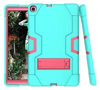 Samsung Tab S5E T720/T725 (2019) Case with Kickstand, Durable Hard Hybrid Three Layer Protective Cover Tablet Silicone Case (Aqua + Rose)
