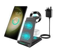 Samsung Wireless Charger - Wireless Charging Station for Samsung S25 Ultra S24 S23 S22 Z Flip Fold 4, Charging Dock for Galaxy Watch 7/6/5/4 for Galaxy Buds Black