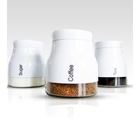 SAMTEK 3-Piece Coffee Tea Sugar Canisters Set, Kitchen Canisters | with Screw Lid, Durable Glass Storage Canisters, Hand Wash Only, Countertop Storage