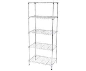 SAMTEK 5 Tier Metal Shelving Unit, Heavy Duty Wire Storage Rack | 125Kg Capacity, Free Standing Design, Space Saving Storage for Office, Garage, Pantry