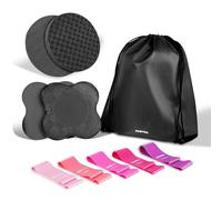 SAMTKA Yoga Knee Support Pad for Women Pilates Kneeling Cushion | Elbows Wrist Hands Head Foam Extra Thick Men Exercise Knees Pads Set of 10 Pieces (Black)