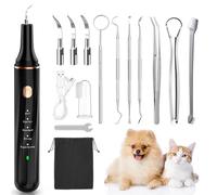 Samton Electric Dog Plaque Remover with LED Light, Upgraded 14 Kits Dog Teeth Cleaning Products for Tartar&Plaque Off, 5 Modes UItras0nci Pet Tooth Cleaner Dental Care With Scaler & Finger Toothbrush