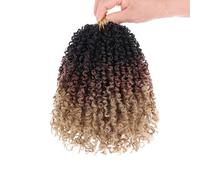Samtress 10 Inch Pre-twisted Yanky Twists Crochet Braids 8 Packs Ombre Brown to Blonde Pre Looped Spring Twists Hair Synthetic Mini Majesty Passion Twist Crochet Hair with Curls for Women 1B/30/27#