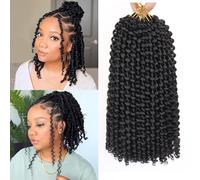 Samtress 12 Inch Passion Twist Hair 2 Packs Water Wave Passion Twists Crochet Braids Natural Black Bohemian Curly Braiding Hair for Butterfly Locs, Faux Locs Crochet Hair Extensions for Women (#1B)
