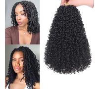 Samtress 12 Inch Pre-Twisted Passion Twist Crochet Hair - 8 Packs Natural Black Fluffy Senegalese Twists (#1B)