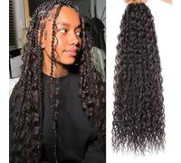 Samtress 18 Inch 9 Packs Pre-Looped Island Twist Crochet Hair with Curly Ends Dark Brown Boho Senegalese Twist Crochet Hair with Curls Bohemian Goddess Twist Crochet Braids Extensions for Women (#4)