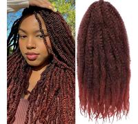 Samtress 18 Inch Marley Twist Braiding Hair Extension 8 Packs Afro Kinky Curly Marley Hair Crochet Braids Ombre Ginger Jumbo Braiding Hair Faux Locs Synthetic Braiding Hair for Women (#T350)