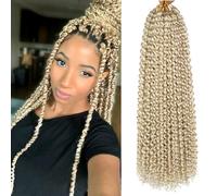 Samtress 18 Inch Passion Twist Crochet Hair 7 Packs Blonde Water Wave Crochet Hair Bohemian Curly Passion Twists Hair for Faux Locs、Butterfly Locs Hot Water Setting Braiding Hair for Women (#613)