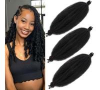 Samtress 18 Inch Springy Afro Twist Hair 3 Packs Black Springy Afro Twist Braids Kinky Marley Braiding Hair for Pre-fluffed Natural Afro Twist Braids Synthetic Wrapping Hair for Soft Locs (#1B)